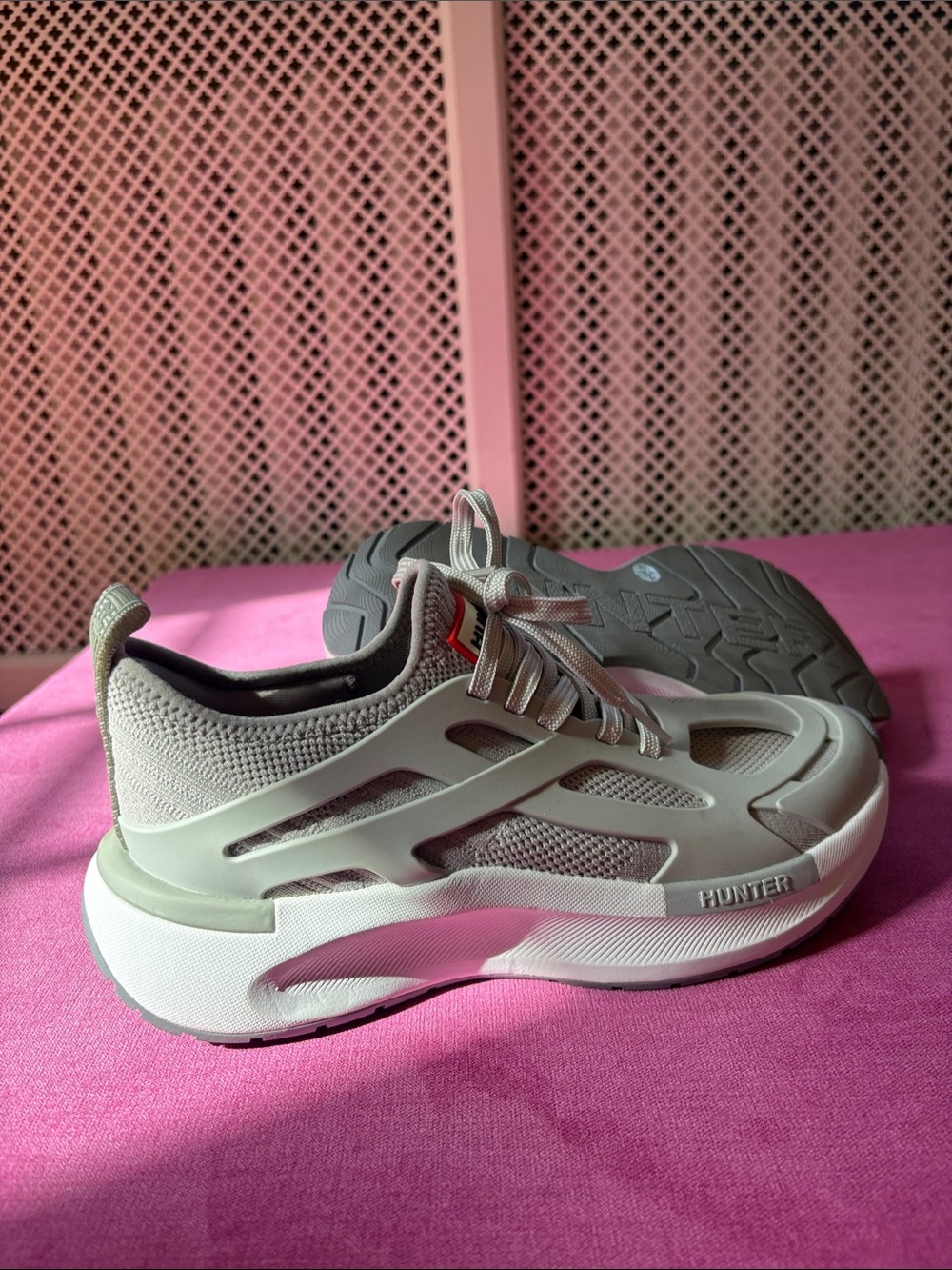 Hunter Women's Light Gray Chunky Mesh Sneakers